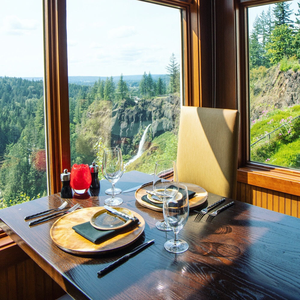 View from Salish Lodge Dining Room, Snoqualmie Falls, Snoqualmie, WA