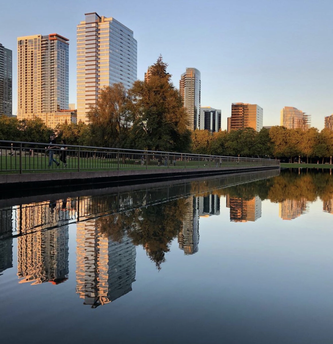 Downtown Bellevue Park and Bellevue skyline, Bellevue, WA